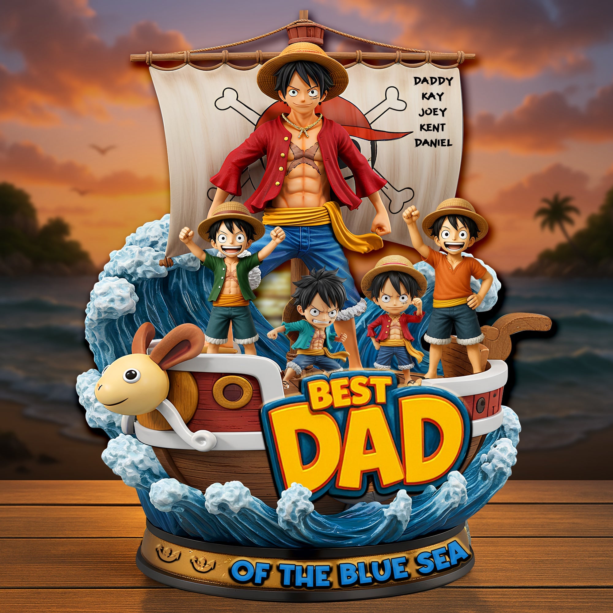 “Best Dad of the Blue Sea” - Personalized Pirate Dad Acrylic Plaque - Perfect Gift for Fathers & Grandfathers Shaped Plaques PopCulturePrints