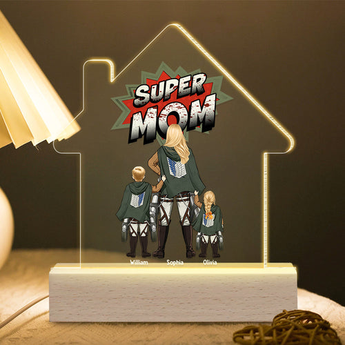 Personalized Super Mom LED Light - Custom Anime Design for Mother's Day Led Night Light PopCulturePrints