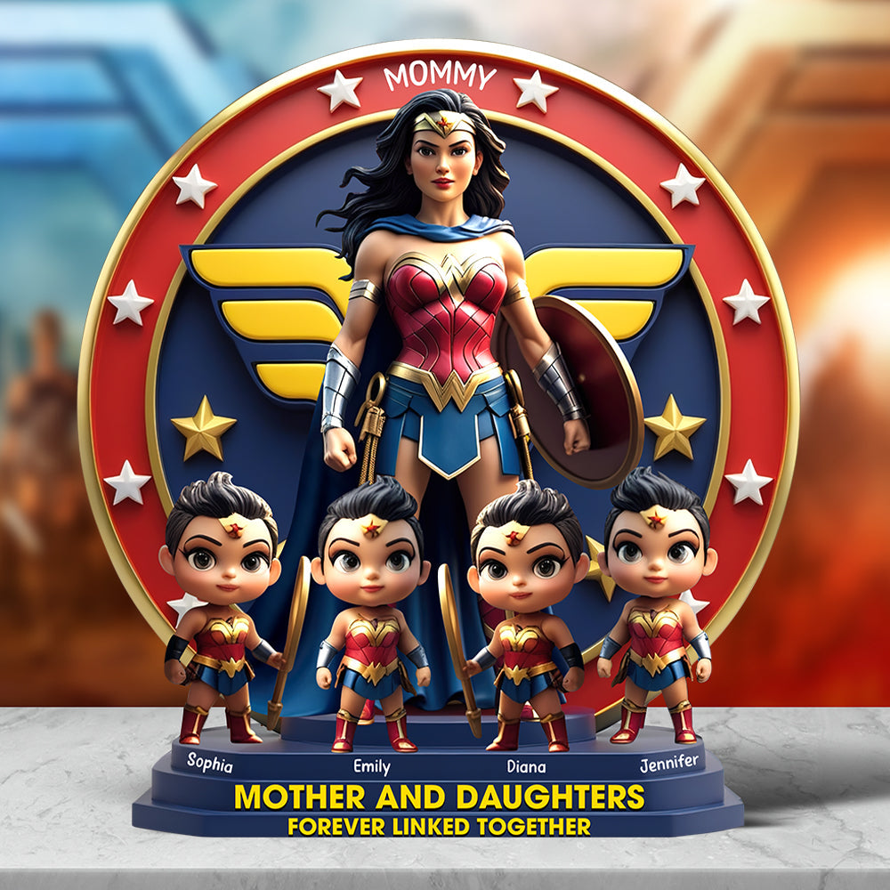 “Wonder Moms: Celebrating Motherhood” - Personalized Wonder Woman Plaque - Gift for Mom, Grandma, and More Shaped Plaques PopCulturePrints
