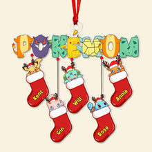 Load image into Gallery viewer, Personalized Mom&#39;s Holiday Socks Ornament - Cute Design with Names Ornament PopCulturePrints
