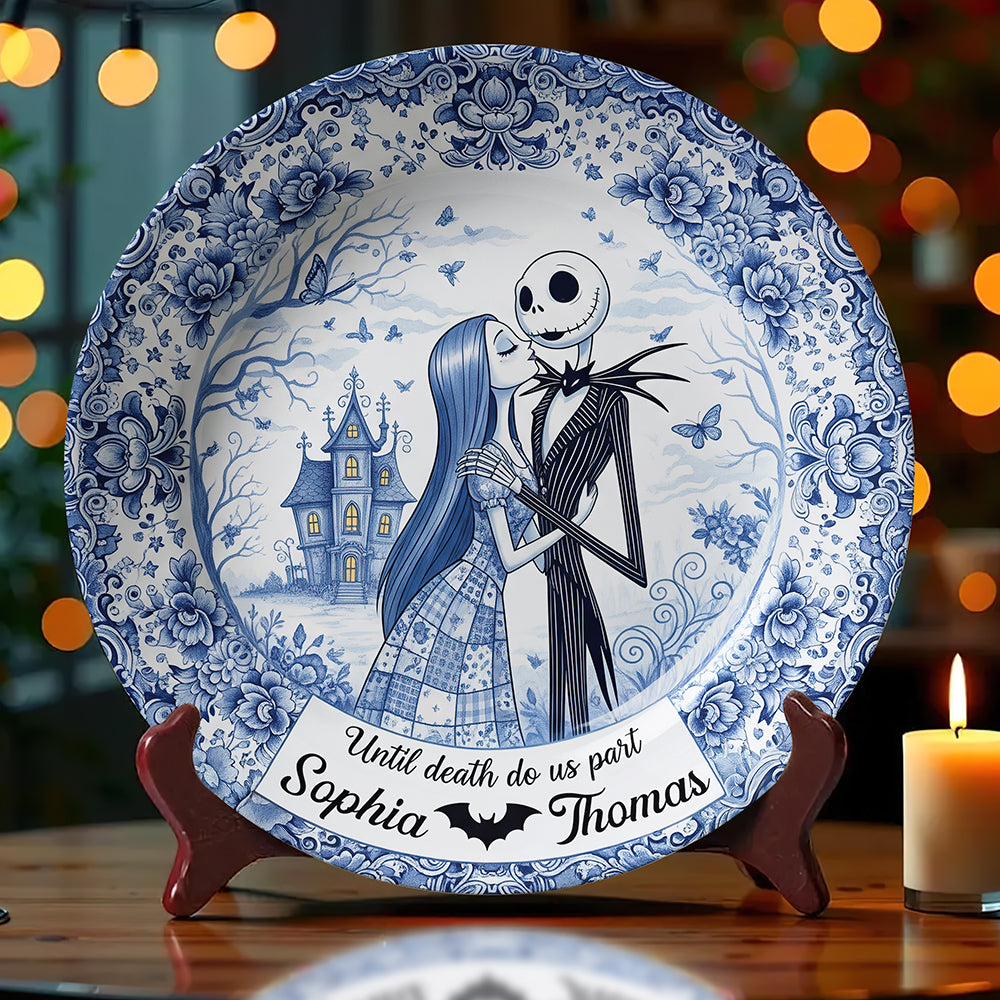 Until Death Do Us Part - Spooky Couple Ceramic Round Plate - Personalized Gift for Couples Ceramic Round Plate PopCulturePrints