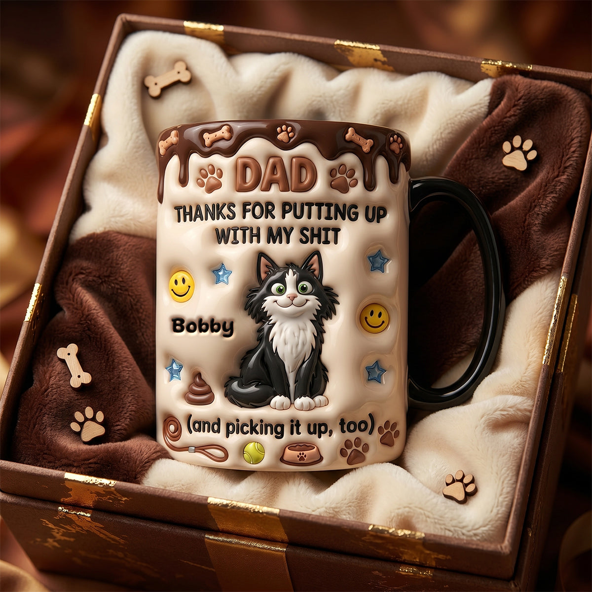 Dad, Thanks For Putting Up With My Shit - Personalized Cat Dad Magic Ceramic Coffee Mug Coffee Mug PopCulturePrints