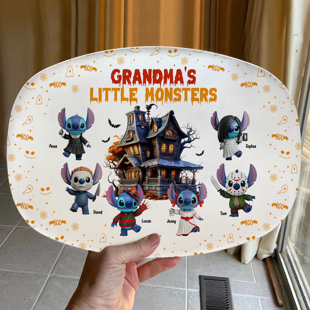 "Embrace the Spook!" Personalized Grandma's Little Monsters Halloween Plate - Unique Gift for Mom and Grandma Plates PopCulturePrints