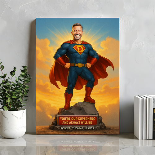 You're Our Superhero - Super Dad Canvas Print - Personalized Gift for Dad & Grandpa Poster & Canvas PopCulturePrints