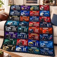 Load image into Gallery viewer, “Show Your Team Spirit!” - Professional Team Helmets Arranged In A Grid Pattern Blanket - Personalized Sport Gift for Fans Blanket PopCulturePrints
