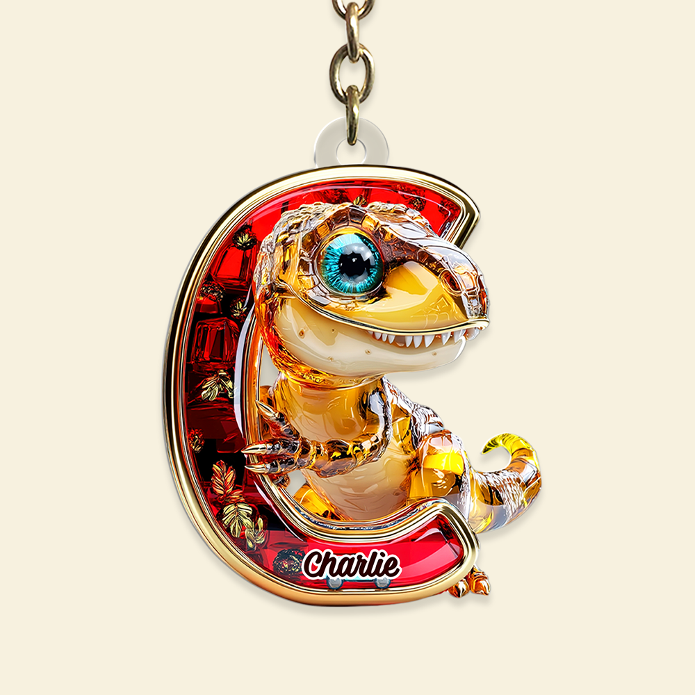 Dino Alphabet Letter Keychain - A Personalized Touch for Dinosaur Fans Keychains PopCulturePrints