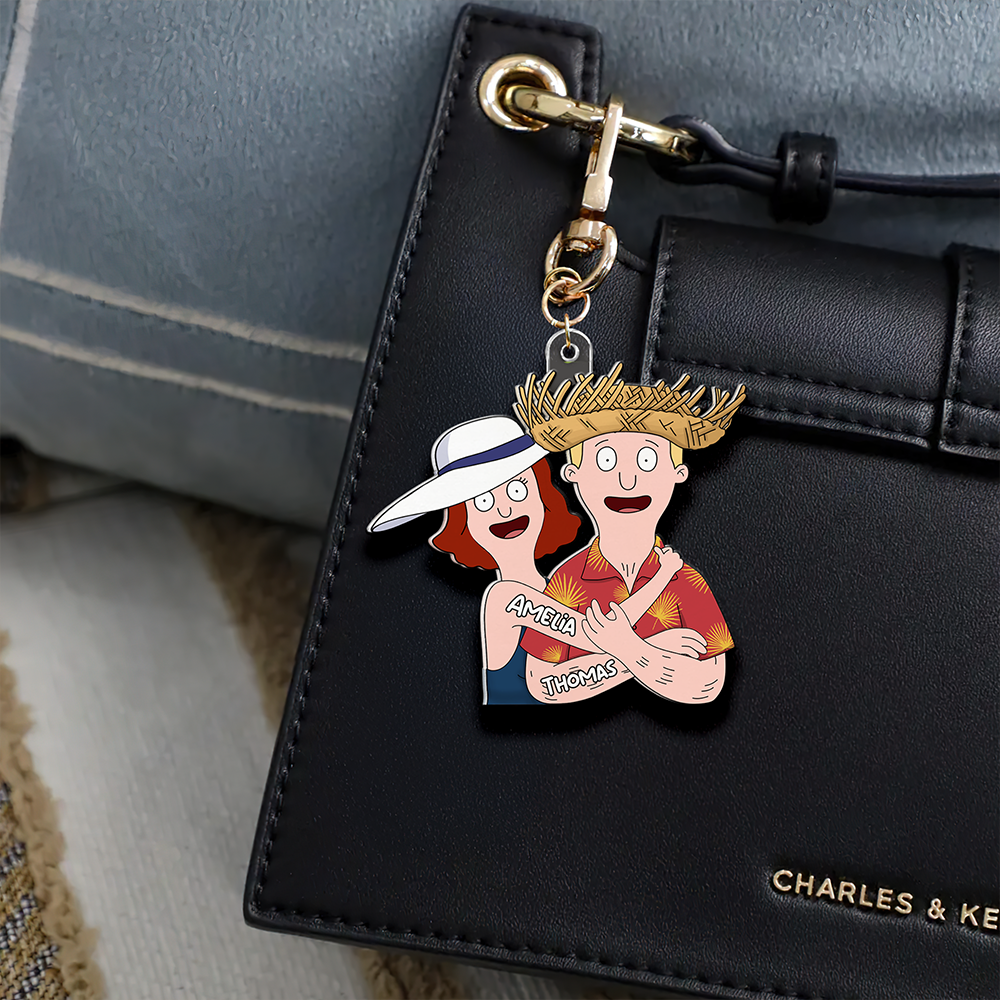 Personalized Hugging Couple Keychain | Unique Valentine's Day Gifts for Couples Keychains PopCulturePrints