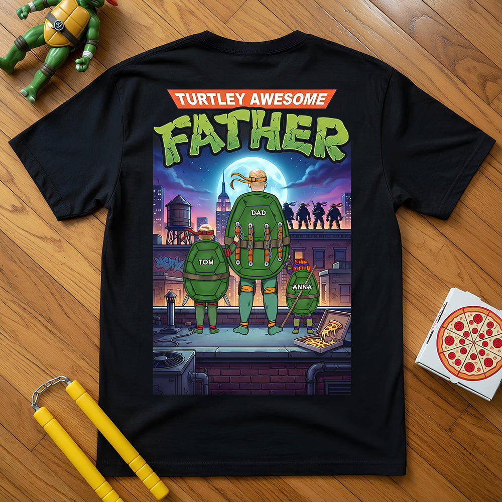 "Turtley Awesome Dad - The Best Personalized Gift for Dads" - Awesome Father Shirt - Custom Gift for Dads and Grandpas Shirts PopCulturePrints