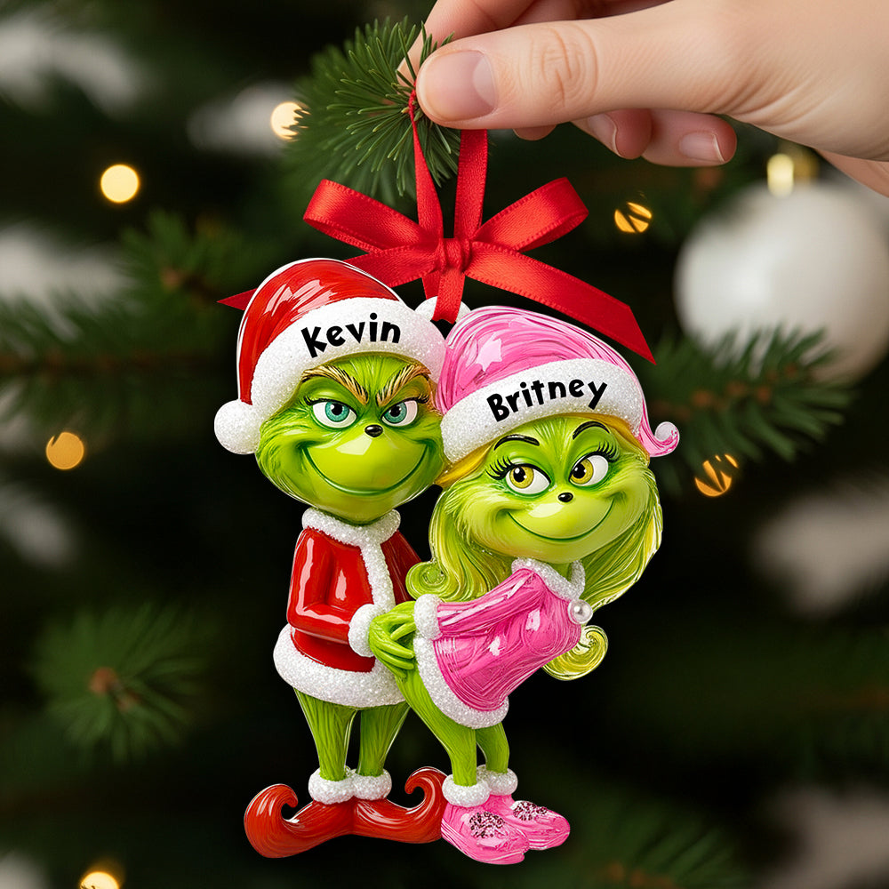 "Celebrate Your Love This Christmas!" - Personalized Green Couple Christmas Ornament - Unique Gift for Couples, Friends & Family Ornament PopCulturePrints