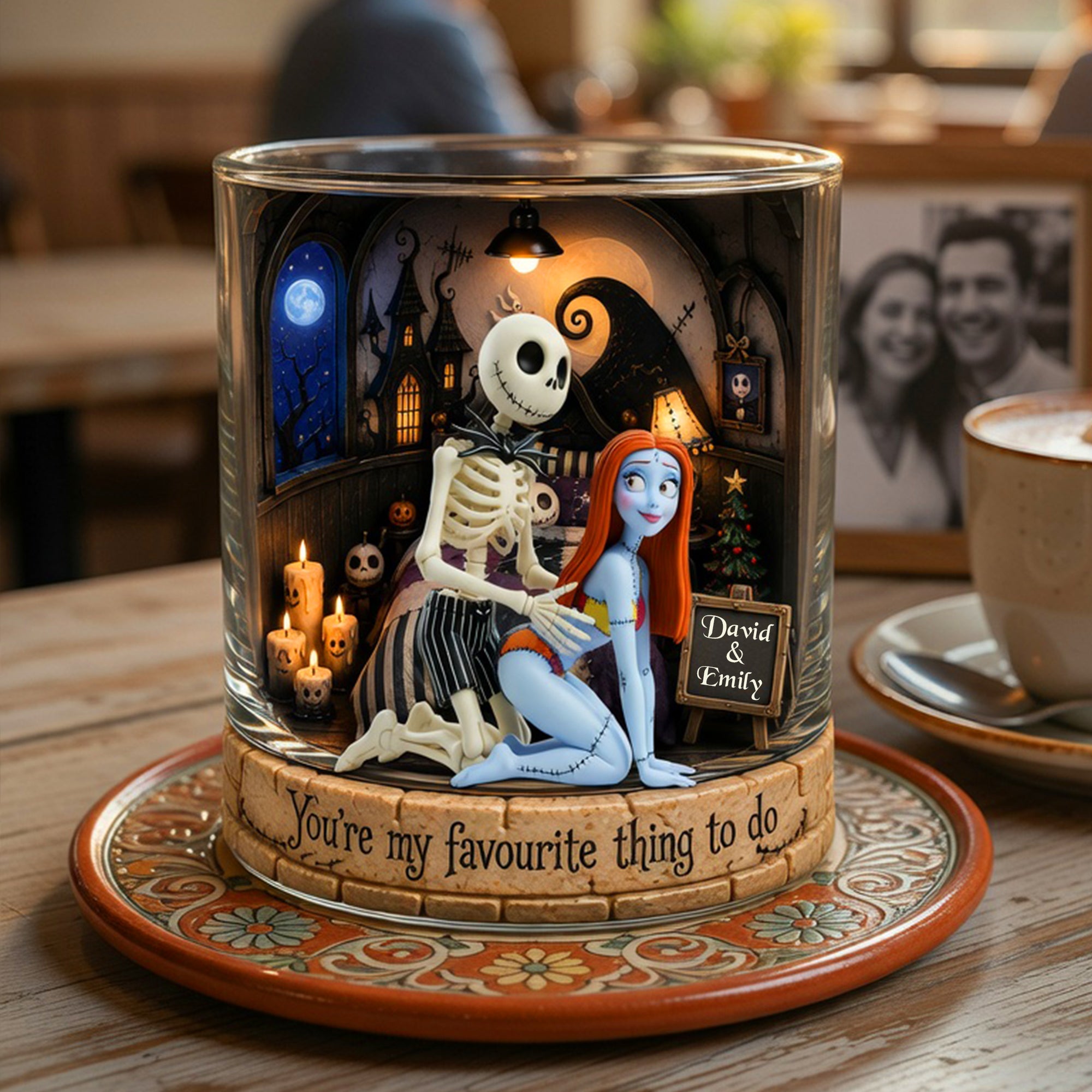 You're My Favourite Thing to Do - Funny Couple Round Glass - Personalized Gifts for Couples