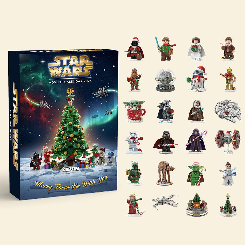 "Merry Force Be With You" - Cosmic Guardian Mix Personalized Custom Acrylic Blind Box - Perfect Gift for Star Wars Fans, Kids, and Family Advent Calendar PopCulturePrints