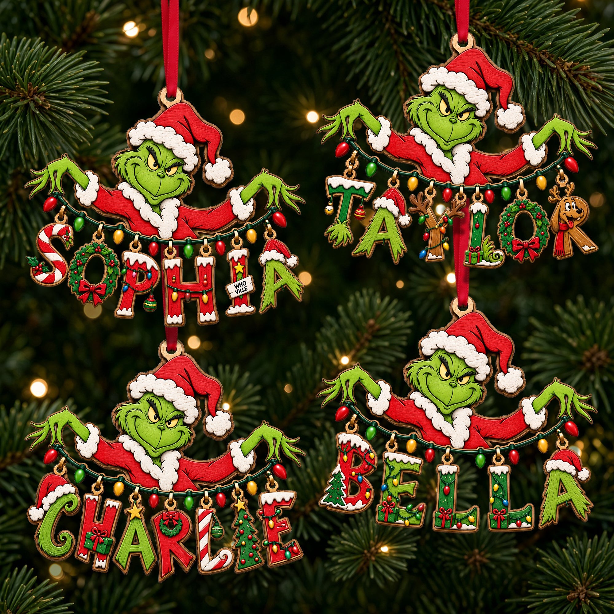Bring Joy this Christmas with Personalized Playful Name Art String Ornament - Custom Gift for Family and Friends