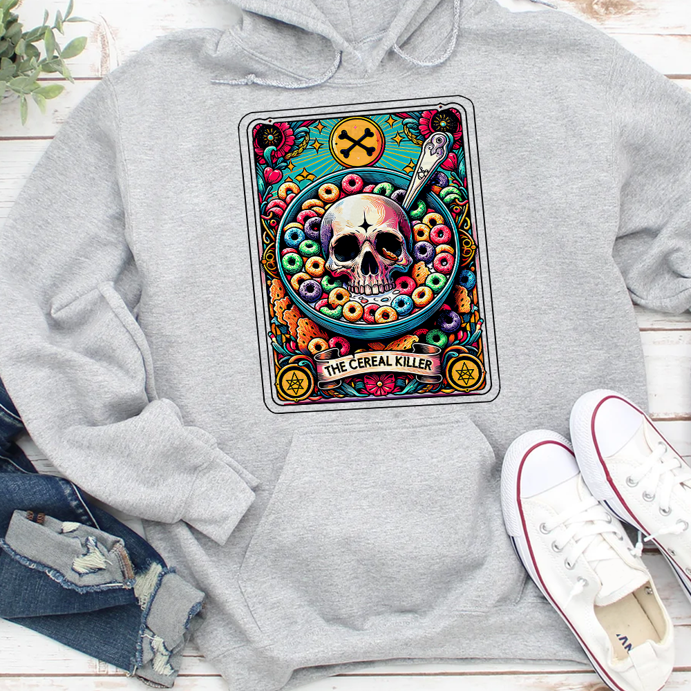 Cereal Killer Tarot Card T-Shirt - Fun Gift for Tarot Enthusiasts Shirts PopCulturePrints