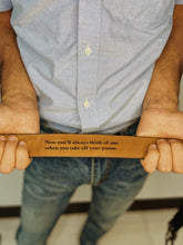 Load image into Gallery viewer, Personalized Hero Dad Leather Belt with Secret Message Belts PopCulturePrints
