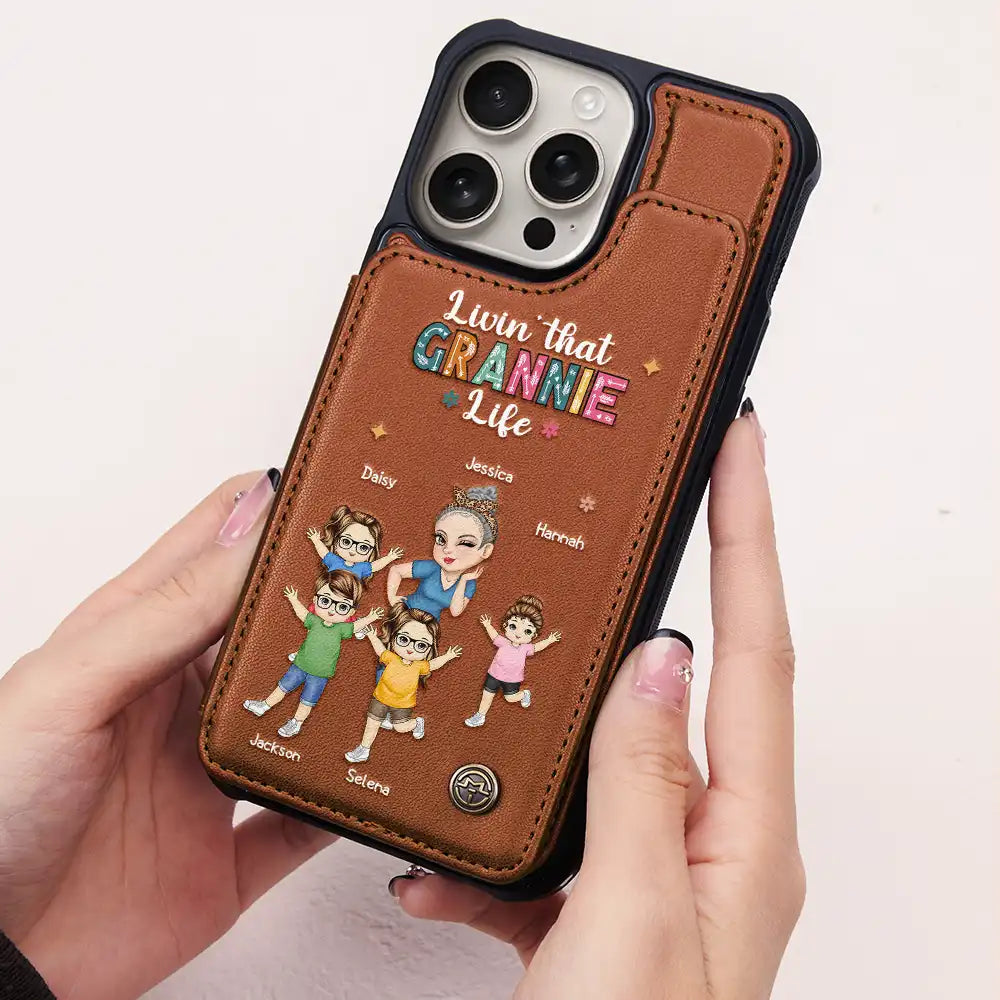 Livin' That Grandma Life - Custom Personalized Leather Flip Wallet Phone Case Leather Flip Wallet Phone Case PopCulturePrints