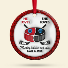 Load image into Gallery viewer, Custom Ice Hockey Couple Ornament | Personalized Christmas Gift | Valentine&#39;s Day Gifts Ornament PopCulturePrints
