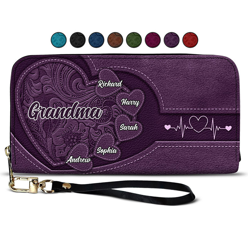“Grandma's Heart: Cherished Memories” - Personalized Combo Leather Wallet and Bag - Perfect Gift for Grandma, Mom, and Loved Ones Combo Leather Wallet & Bag PopCulturePrints