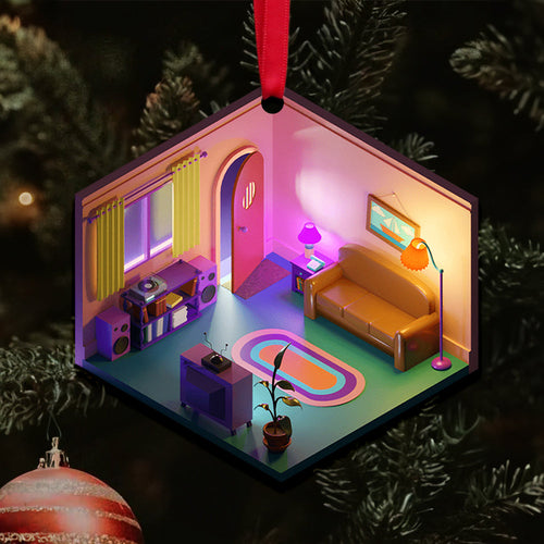Custom Movie Lover Christmas Ornament - Isometric Room Design Ornament PopCulturePrints