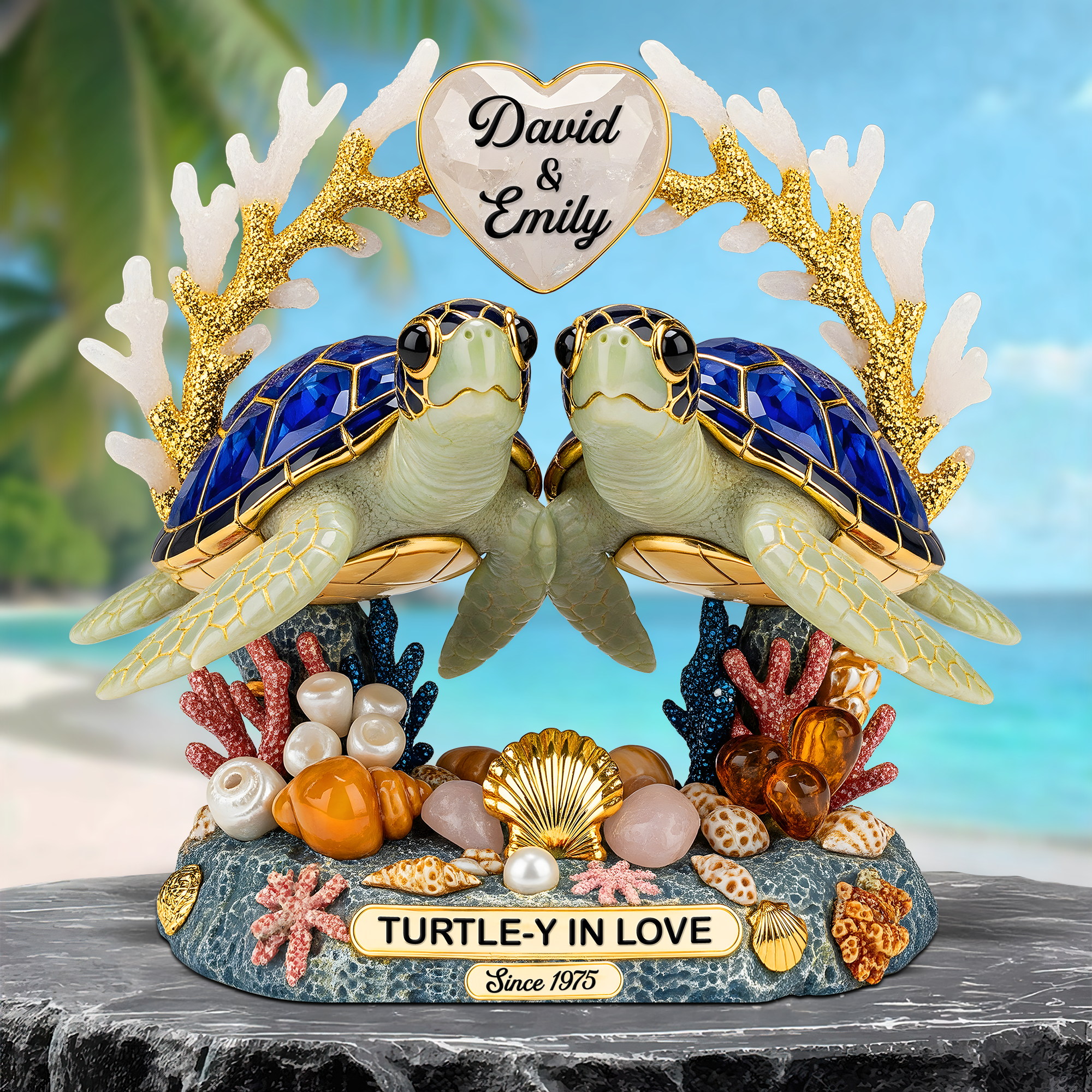 “Turtle-y In Love” - Personalized Turtle Couple Acrylic Plaque - Custom Gifts for Couples Shaped Plaques PopCulturePrints