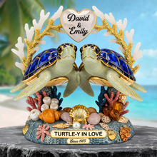 Load image into Gallery viewer, “Turtle-y In Love” - Personalized Turtle Couple Acrylic Plaque - Custom Gifts for Couples Shaped Plaques PopCulturePrints
