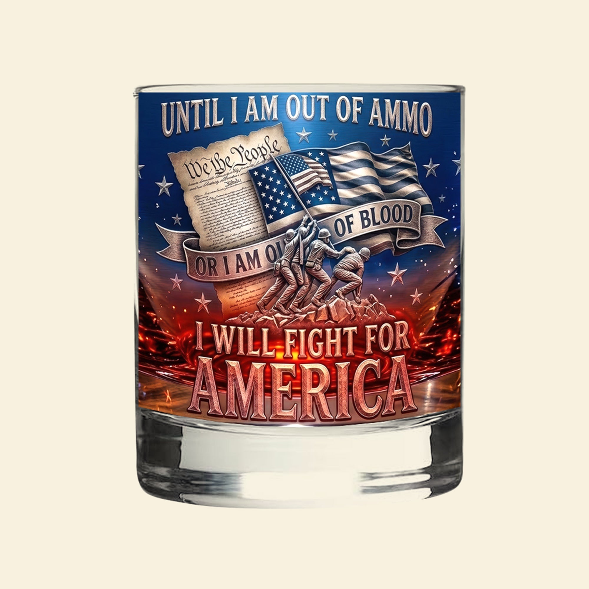 Until I Am Out of Ammo - Freedom Round Glass - Custom Gifts for Patriots Glass PopCulturePrints