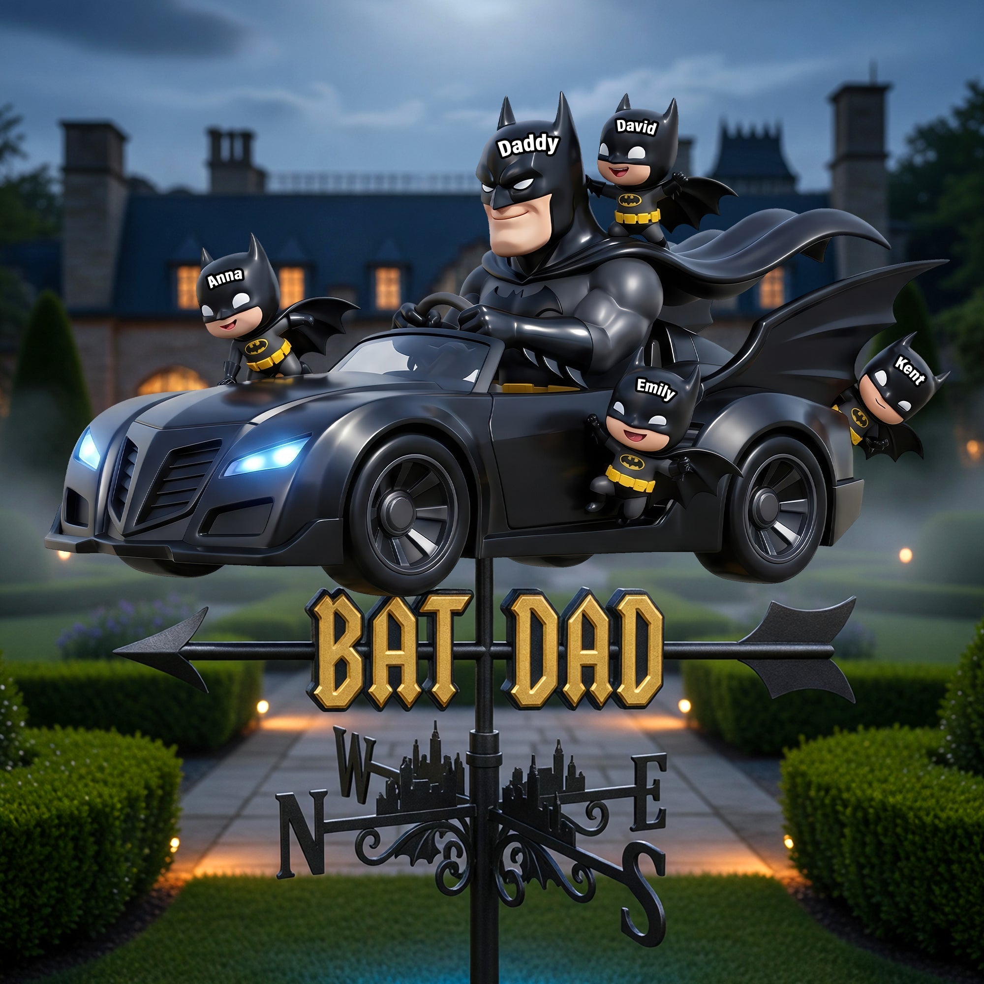 “Every Dad is a Superhero” - Night Guardian Dad Weather Vane - Personalized Gifts For Dads Metal Signs PopCulturePrints
