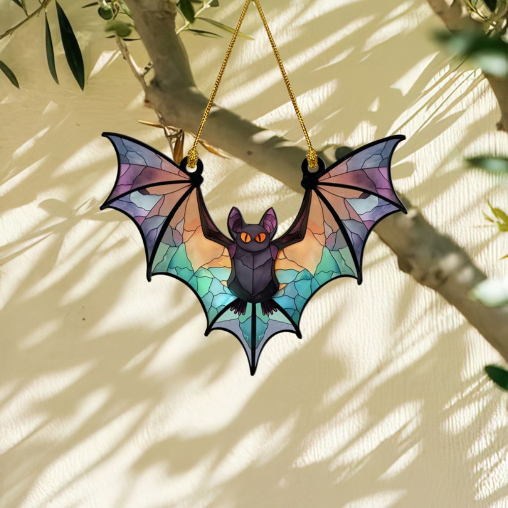 Halloween Bat Stained Glass Suncatcher Ornament