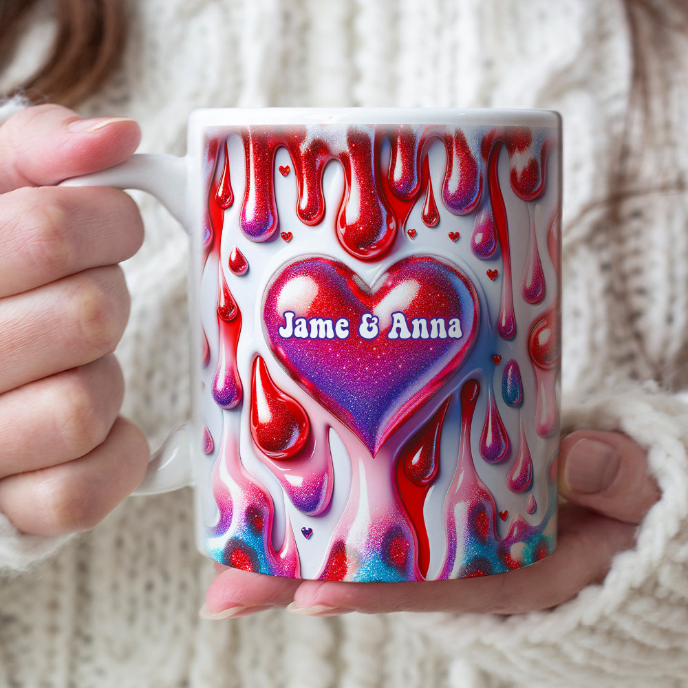 Personalized 3D Heart Coffee Mug for Couples Coffee Mug PopCulturePrints
