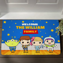 Load image into Gallery viewer, Welcome to Our Family Personalized Cartoon Doormat Doormat PopCulturePrints
