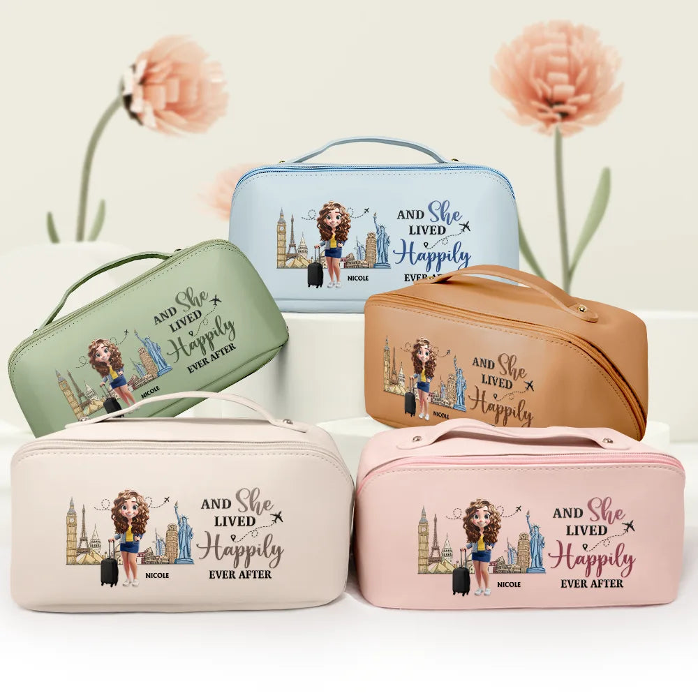All My Travel Crap - Personalized Leather Makeup Bag for Travel Lovers Leather Makeup Bag PopCulturePrints