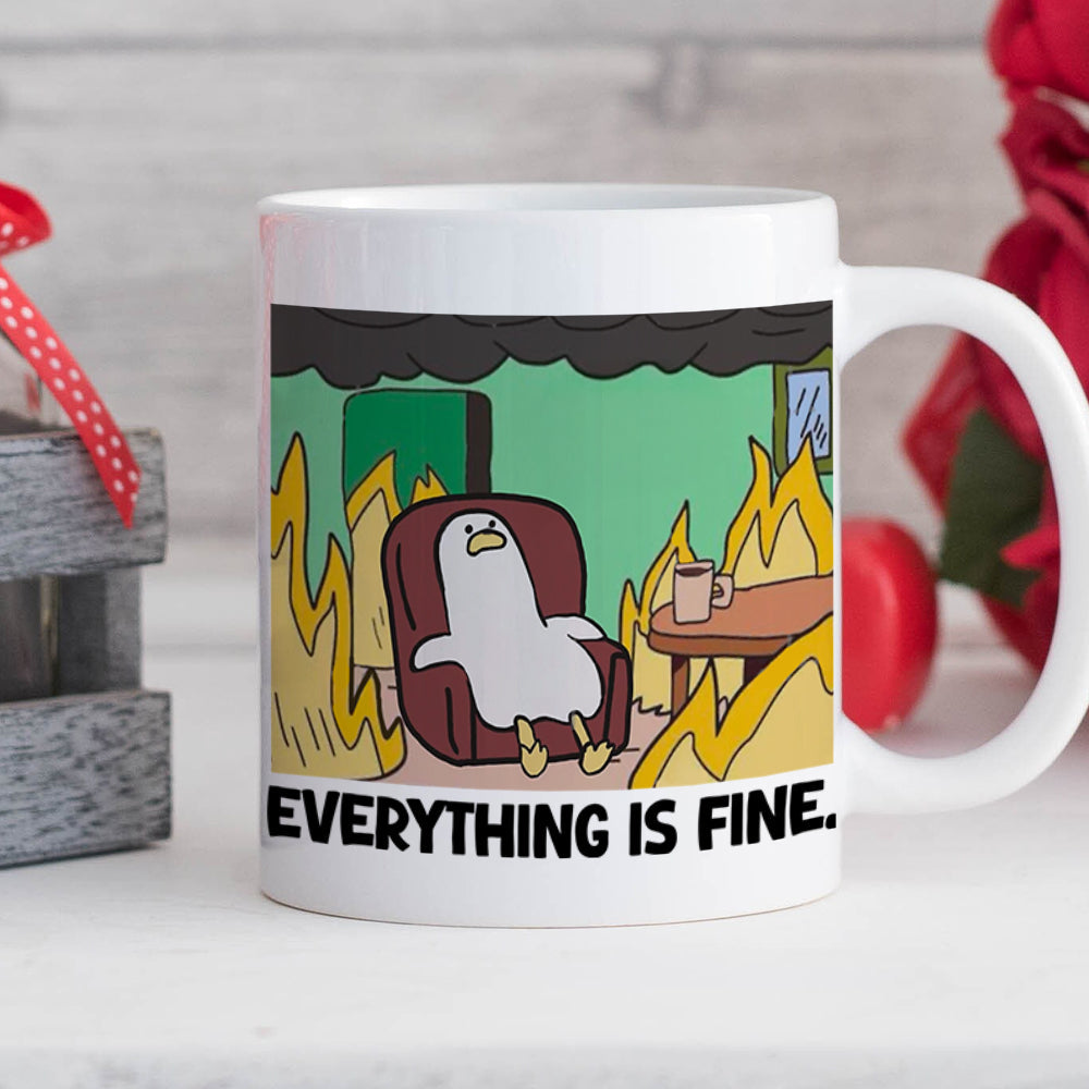Personalized Funny Burning Coffee Mug - I'm Just Fine, Thank You Coffee Mug PopCulturePrints