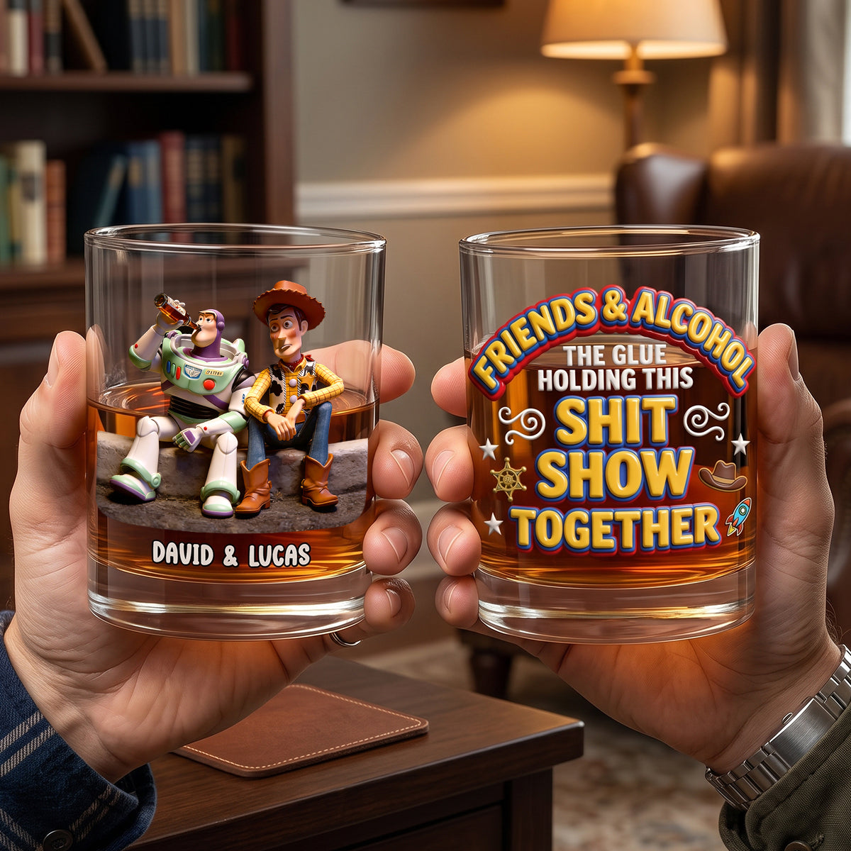 Cheers to Friendship - Personalized Round Glass for Best Friends