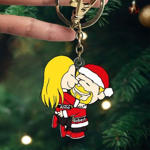 Custom Couple Christmas Keychain - Personalized Valentine's Day Gifts Keychains PopCulturePrints