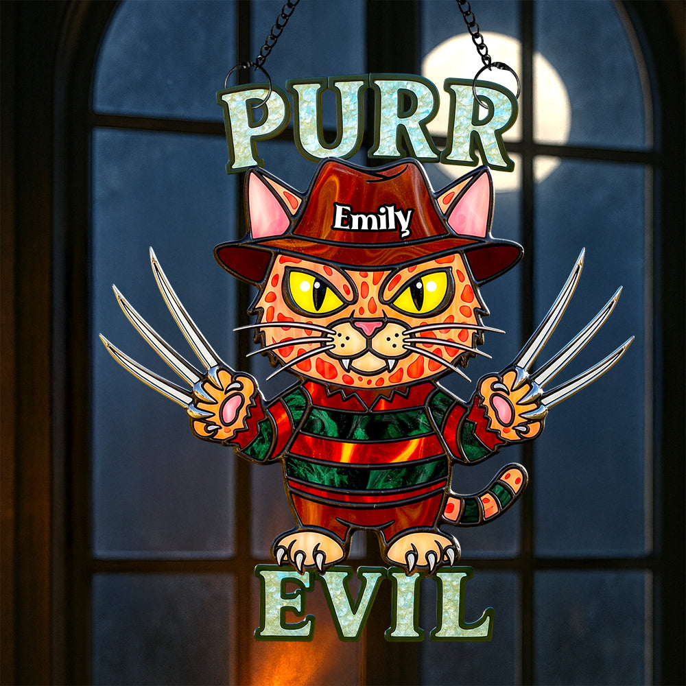 Purr Evil: Creepy Cute Cat Suncatcher Ornament - Personalized Gift for Cat Lovers & Horror Fans Ornament PopCulturePrints