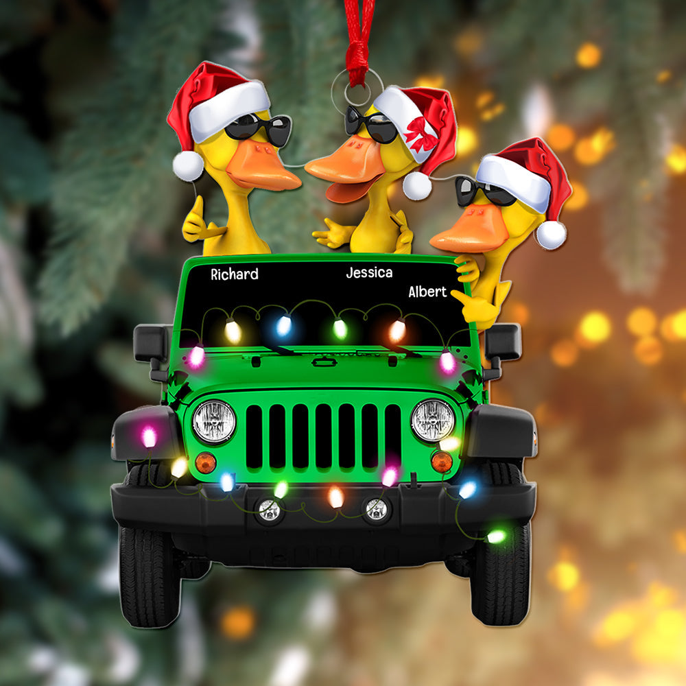 Personalized Christmas Duck Ornament for Off-road Car Lovers, Family and Couples