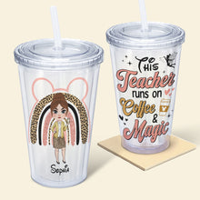 Load image into Gallery viewer, Personalized Teacher Acrylic Tumbler - Coffee &amp; Magic Design Tumbler Cup PopCulturePrints
