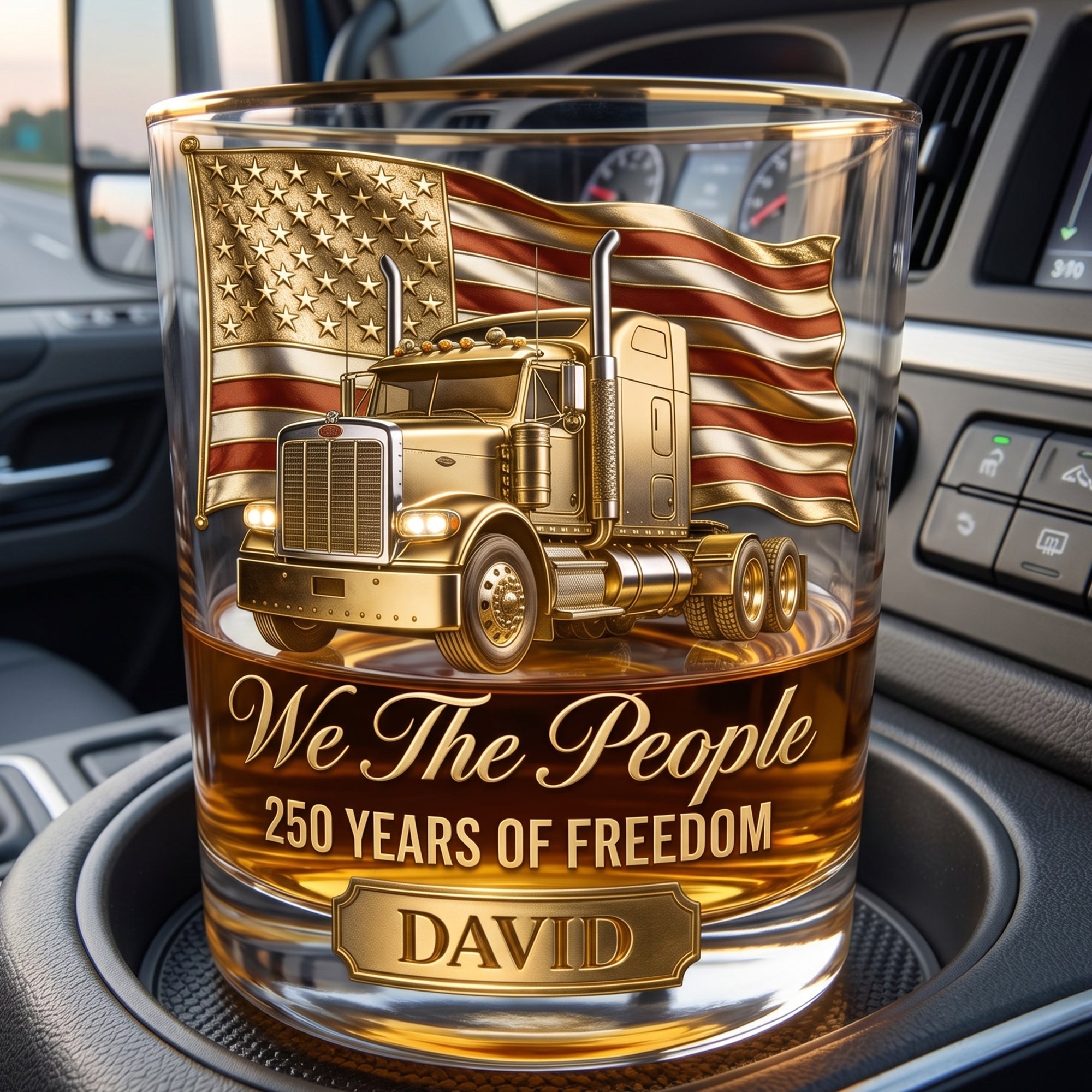 250 Years Of Freedom Round Glass - Personalized Gifts For Trucker Lovers 03pglu110626 Glass PopCulturePrints