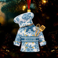 Load image into Gallery viewer, Celebrate Culinary Dreams: Personalized Toile de Jouy Christmas Ornament - Perfect Gift for Chefs! Ornament PopCulturePrints
