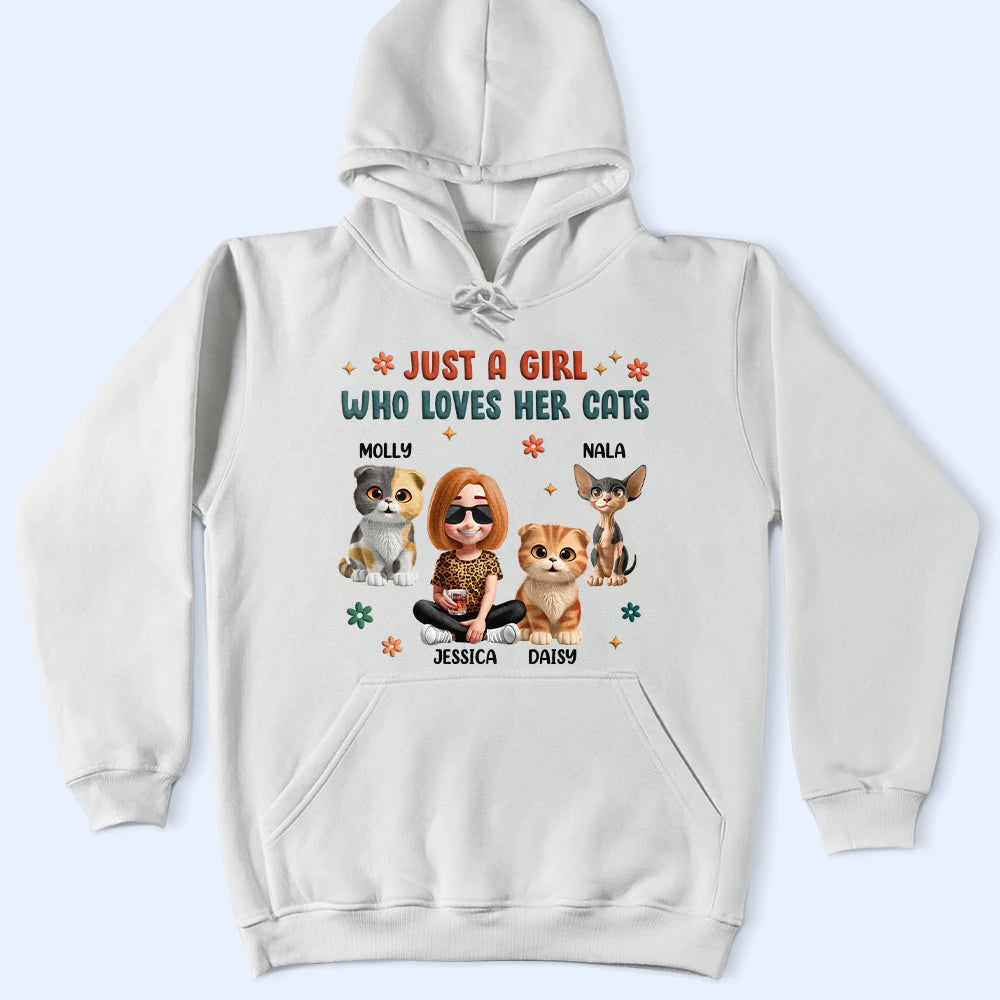 Just A Girl Who Loves Her Cats - Personalized T-Shirt for Cat Lovers T-shirt PopCulturePrints