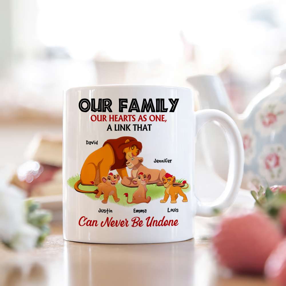 Personalized Lion Family Mug - Our Hearts As One Coffee Mug PopCulturePrints