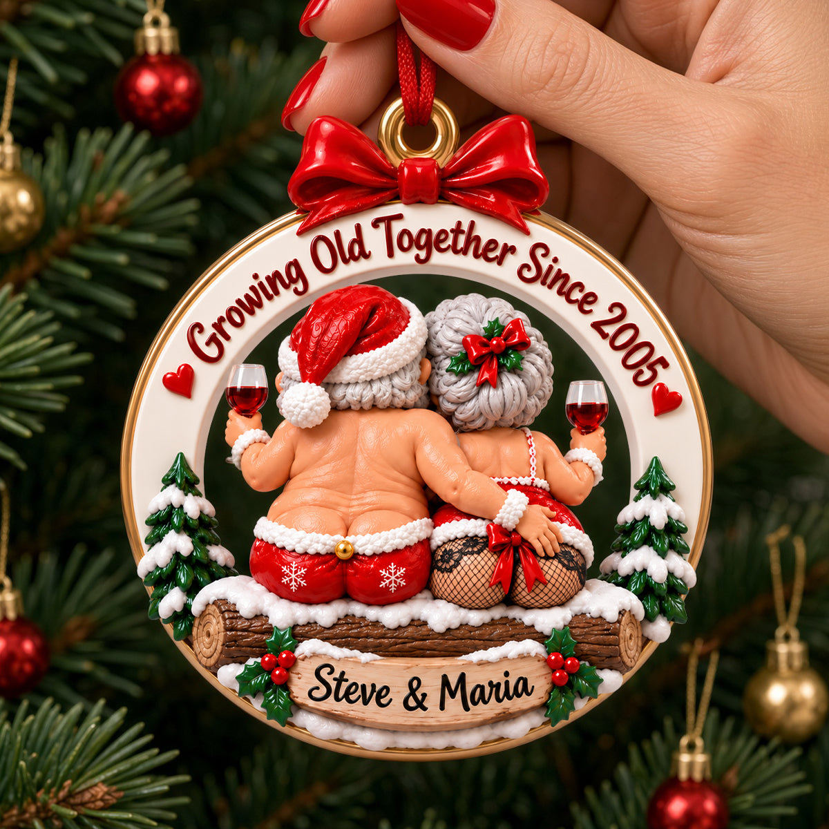 Funny Old Couple Ornament - Personalized Gifts For Couple Christmas Ornament 04TODH151026 Ornament PopCulturePrints