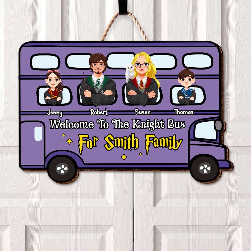 Personalized Harry Potter Family Knight Bus Wood Sign