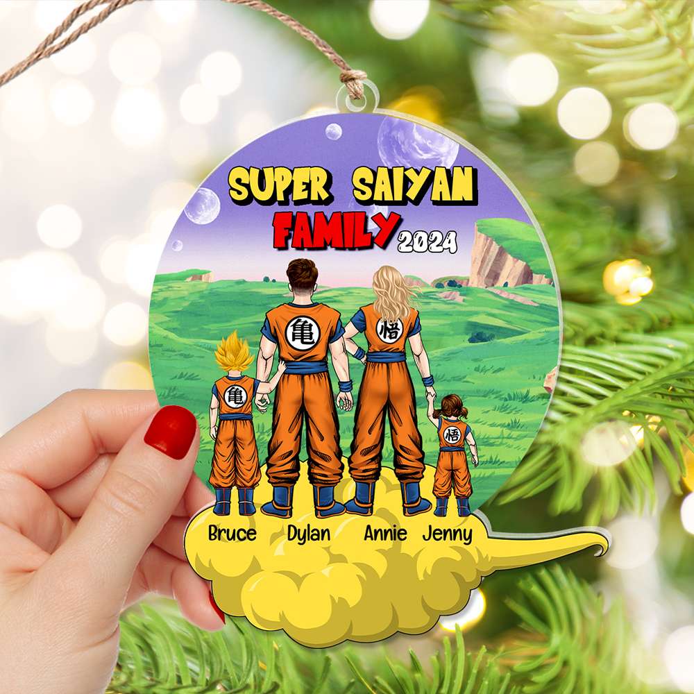 Custom Super Saiyan Family Acrylic Ornament 2024 Ornament PopCulturePrints