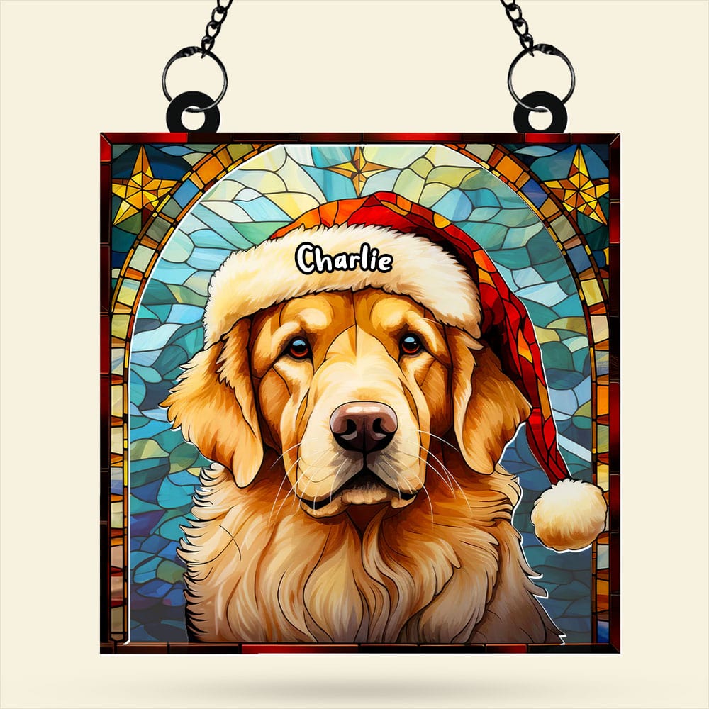 Custom Christmas Golden Retriever Suncatcher Ornament for Dog Lovers