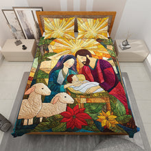 Load image into Gallery viewer, Nativity Scene Christmas Quilt Bed Set Blanket PopCulturePrints
