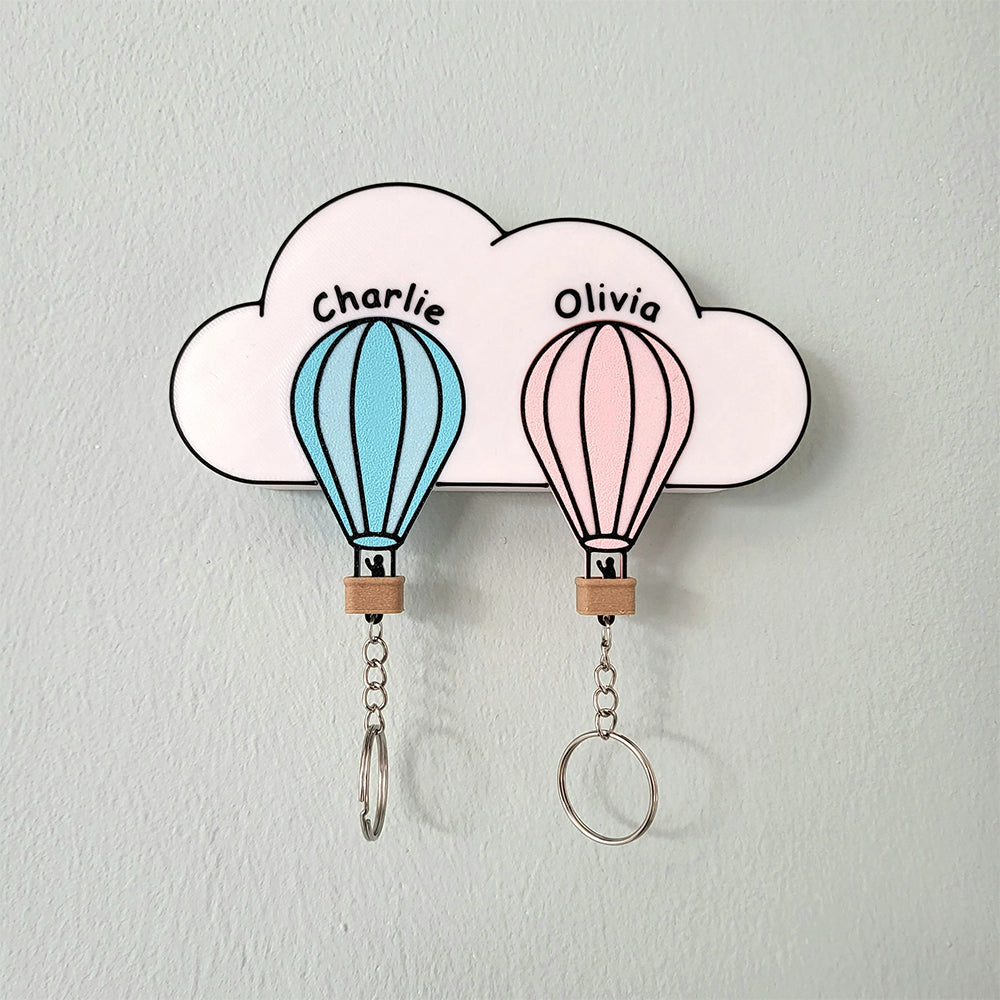 Personalized Hot Air Balloon Family Key Holder