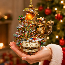 Load image into Gallery viewer, "Nostalgic Christmas Cheer: Personalized Funny Saber-Tooth Squirrel Ornament" - Custom Gift for Family and Friends
