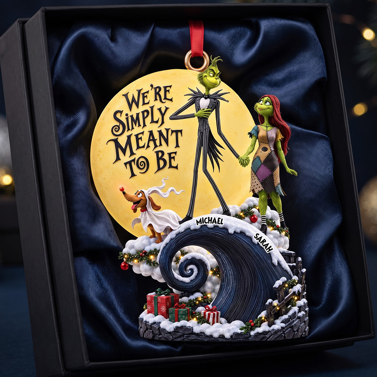 We're Simply Meant to Be - Spooky Christmas Duo Ornament - Personalized Gift for Couples