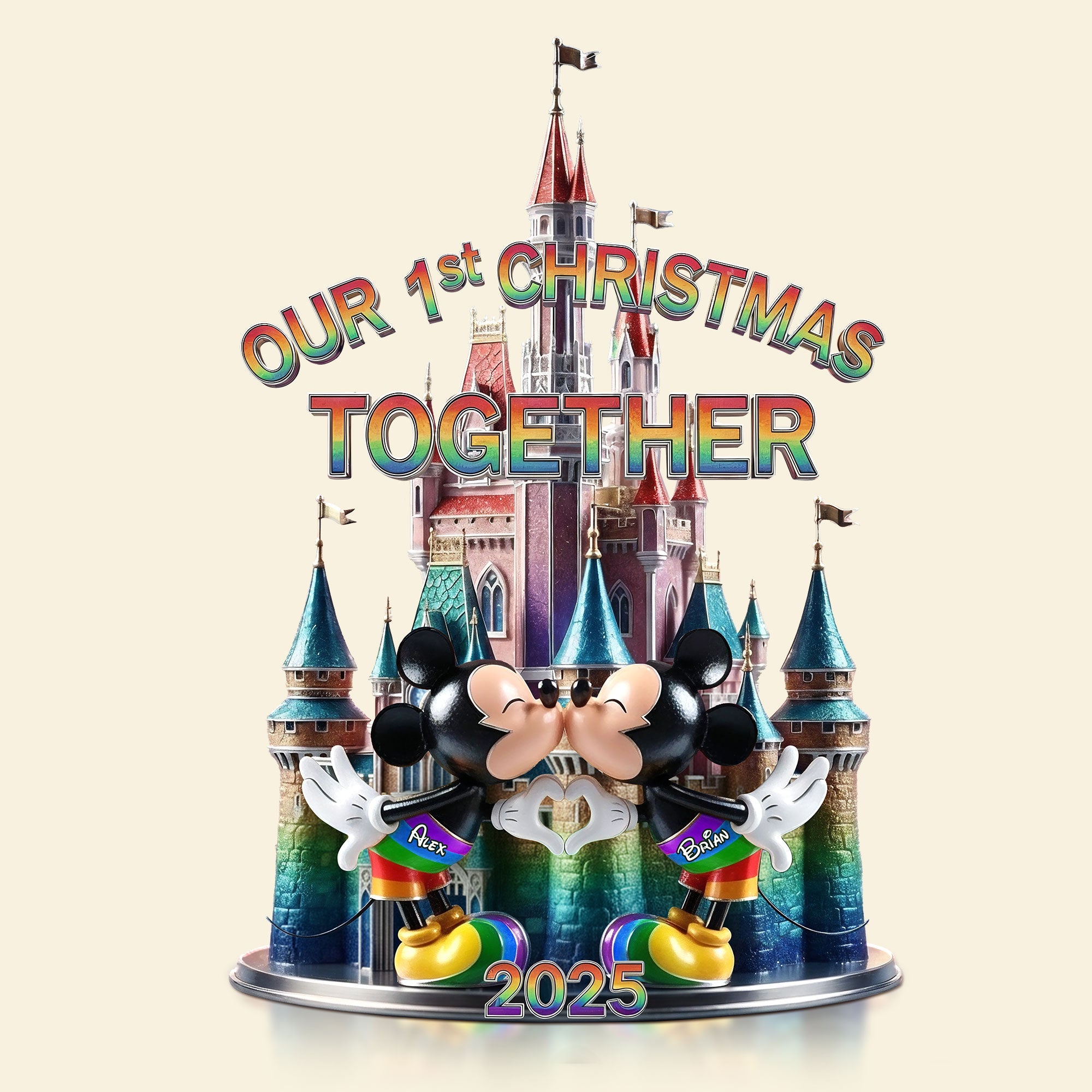 Celebrate Love: Our 1st Christmas Together - Personalized Acrylic Plaque for LGBT Couples Shaped Plaques PopCulturePrints