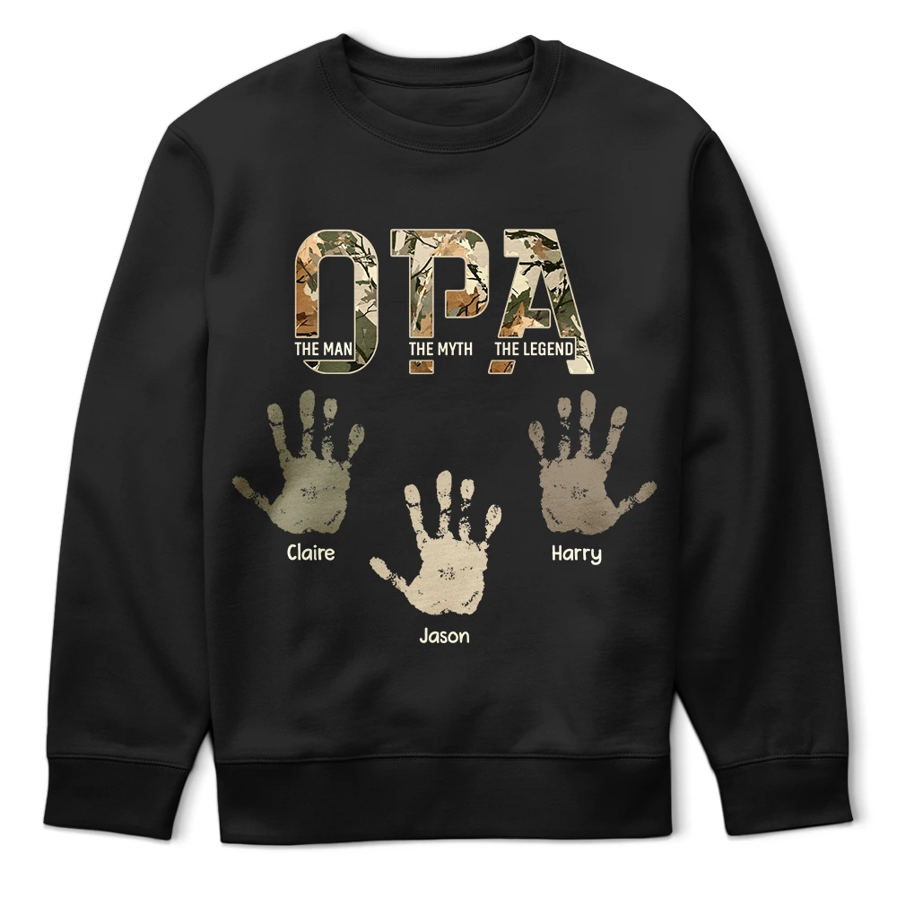 The Man, The Myth, The Legend – Personalized Dad T-Shirt with Kids' Handprints T-shirt PopCulturePrints